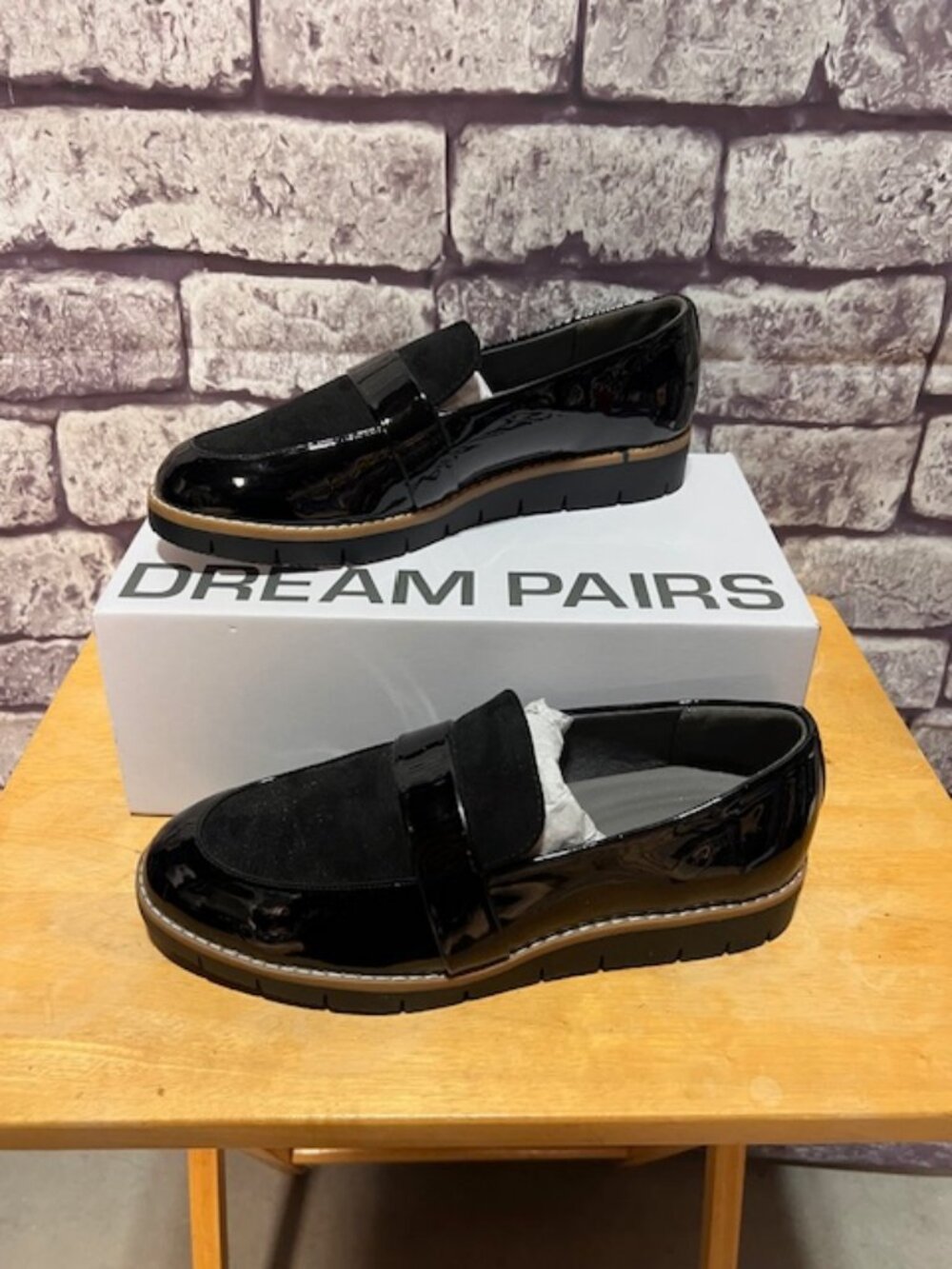 Dream Pairs Men's Black Patent Leather Slip On Loafers Size 10